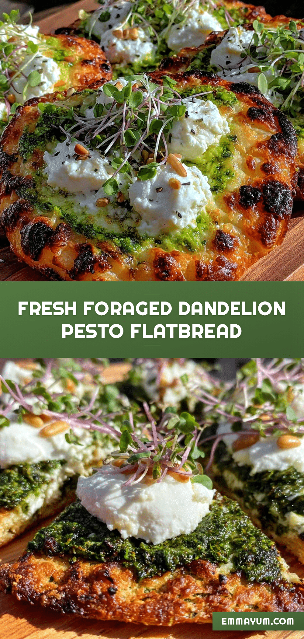 dandelion pesto flatbread recipe