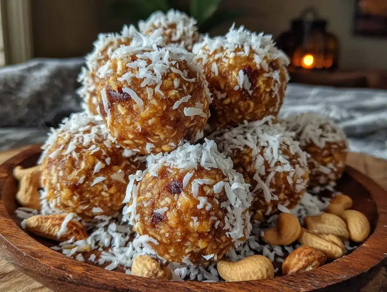 easy no-bake peanut butter coconut energy balls preparation steps