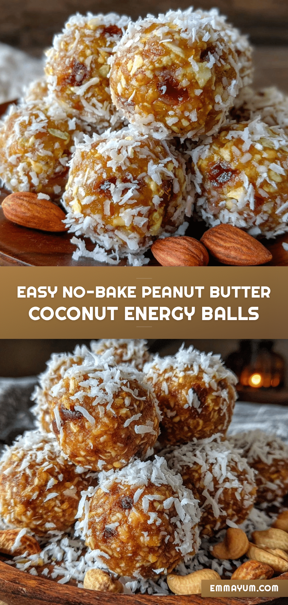 easy no-bake peanut butter coconut energy balls recipe