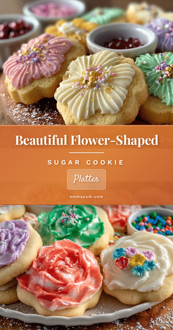 flower-shaped sugar cookie decorating platter recipe