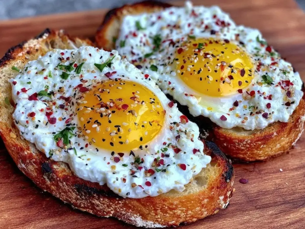 fluffy cloud eggs on toast - featured image