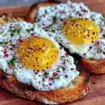 fluffy cloud eggs on toast - featured image