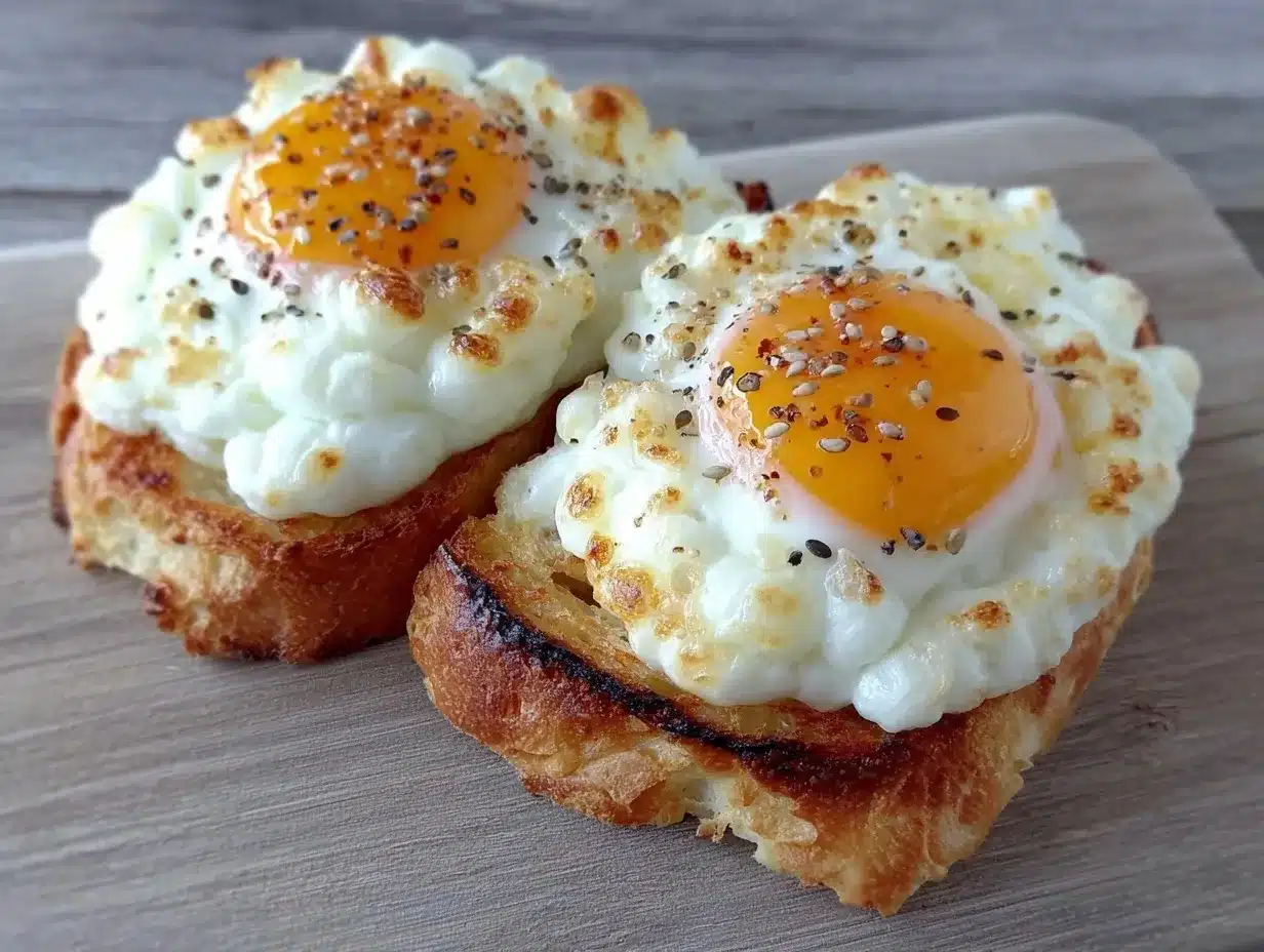 fluffy cloud eggs on toast preparation steps