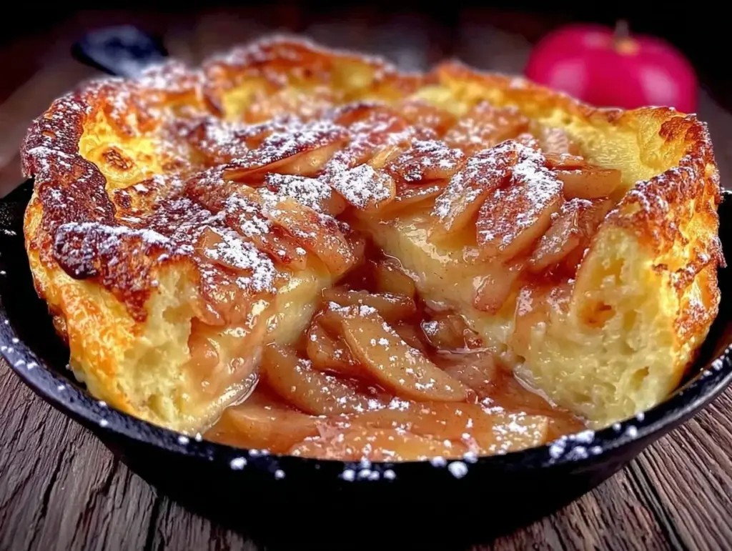 fluffy dutch apple baby pancake skillet recipe - featured image