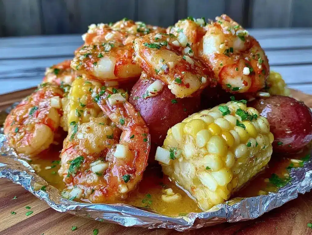 foil pack garlic butter shrimp boil - featured image