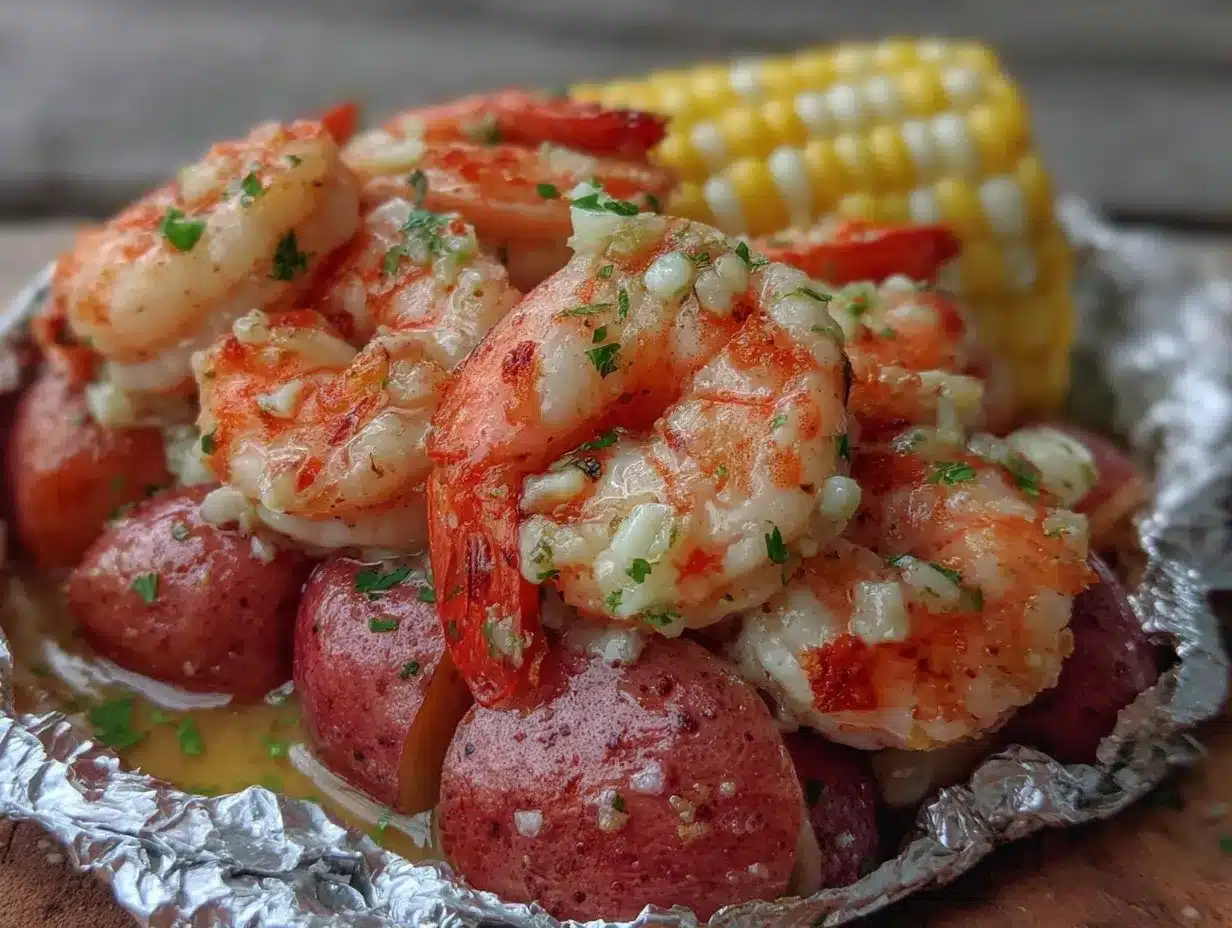foil pack garlic butter shrimp boil preparation steps