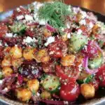 fresh mediterranean chickpea cucumber salad - featured image