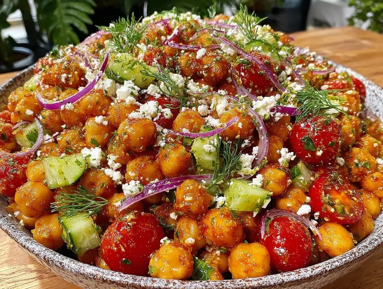 fresh mediterranean chickpea cucumber salad preparation steps