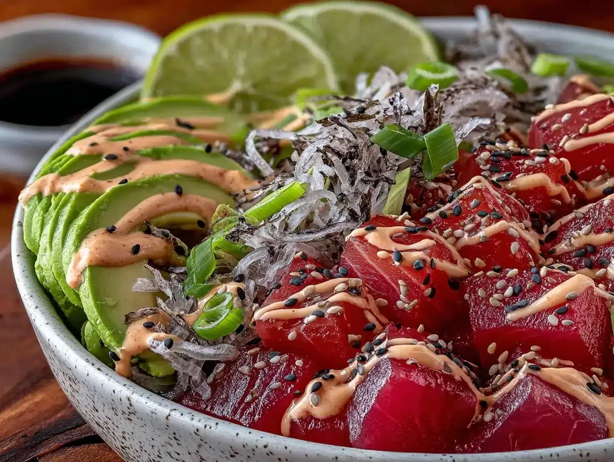 fresh salmon poke bowl preparation steps