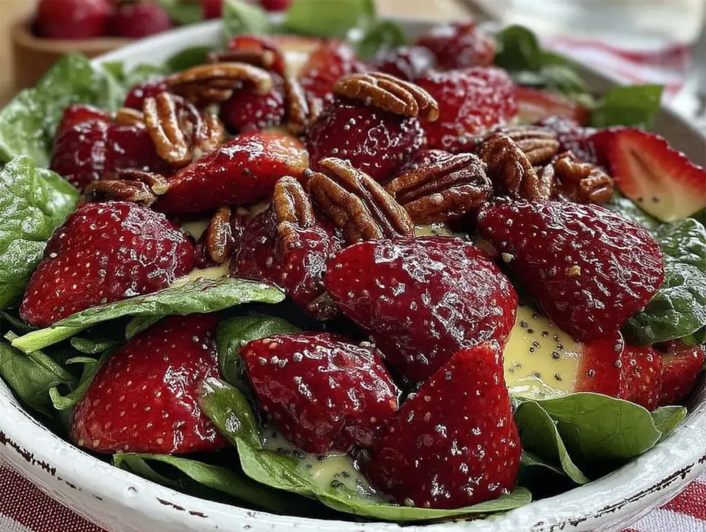 fresh strawberry spinach salad - featured image