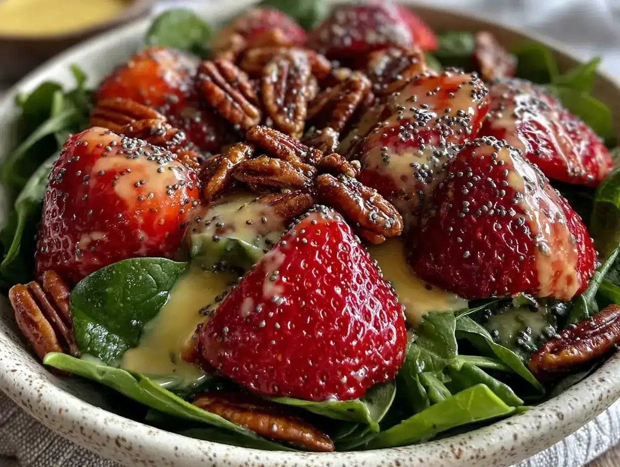 fresh strawberry spinach salad preparation steps