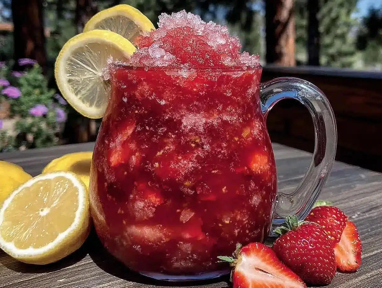 frozen strawberry lemonade slushie preparation steps