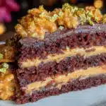 gold flake chocolate taurus layer cake - featured image