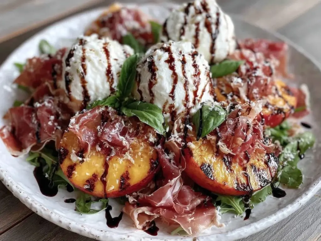 grilled peach and burrata salad - featured image
