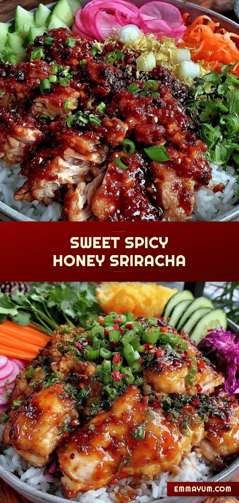 honey sriracha chicken rice bowl recipe
