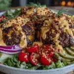 keto smash burger bowl - featured image