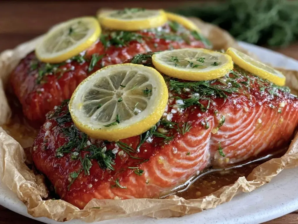 lemon dill baked salmon packets - featured image