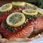 lemon dill baked salmon packets - featured image