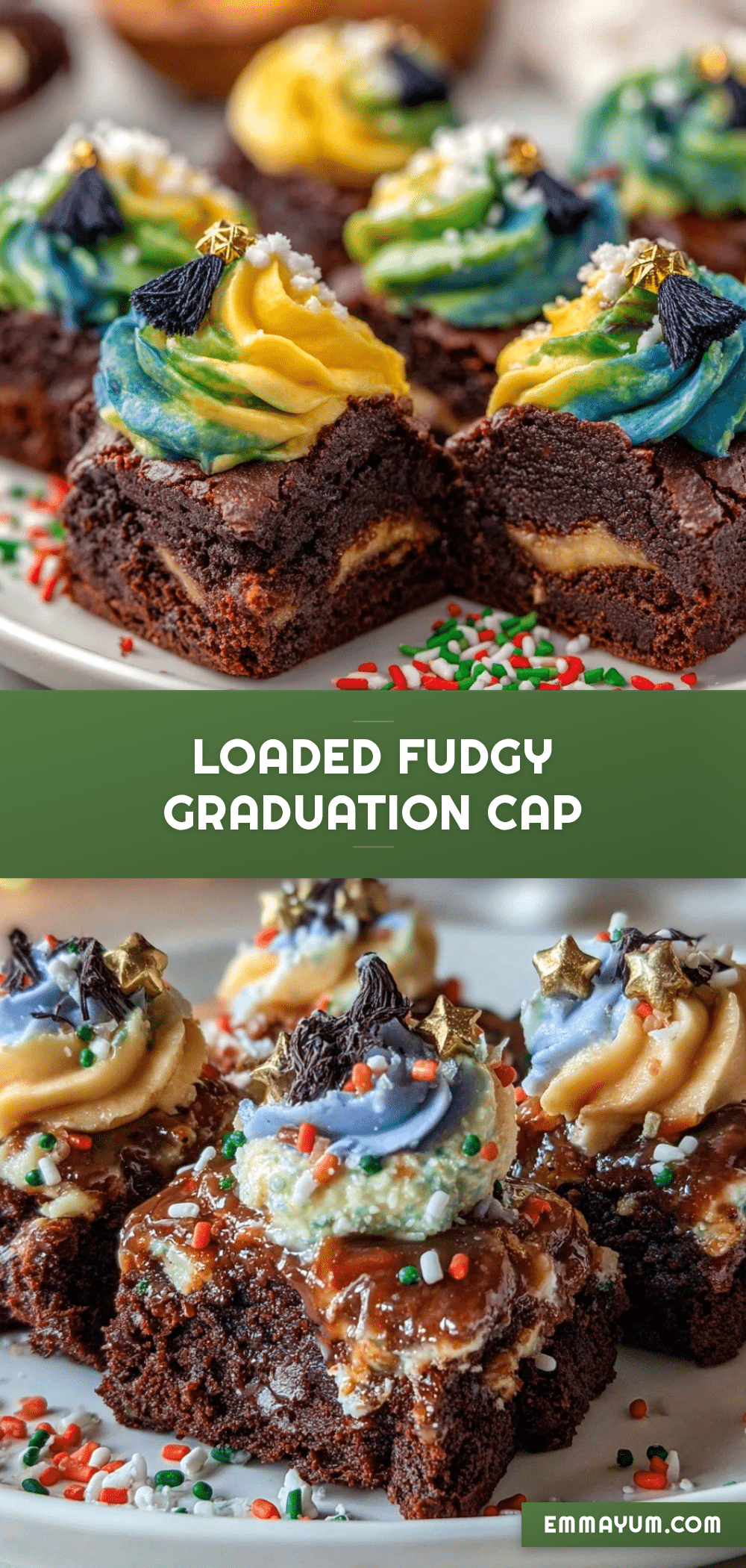 Loaded Graduation Cap Brownie Bites recipe