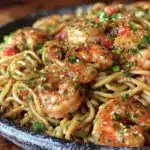longevity noodles with garlic shrimp - featured image
