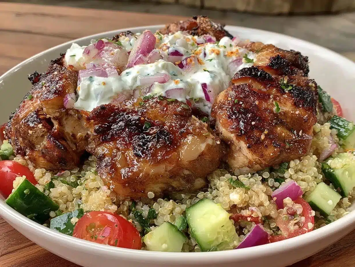 Mediterranean chicken bowl preparation steps