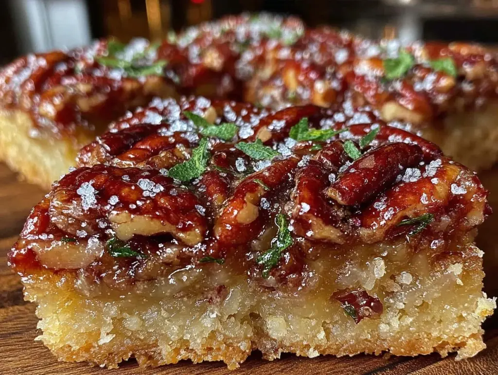 mint julep bourbon pecan pie bars - featured image