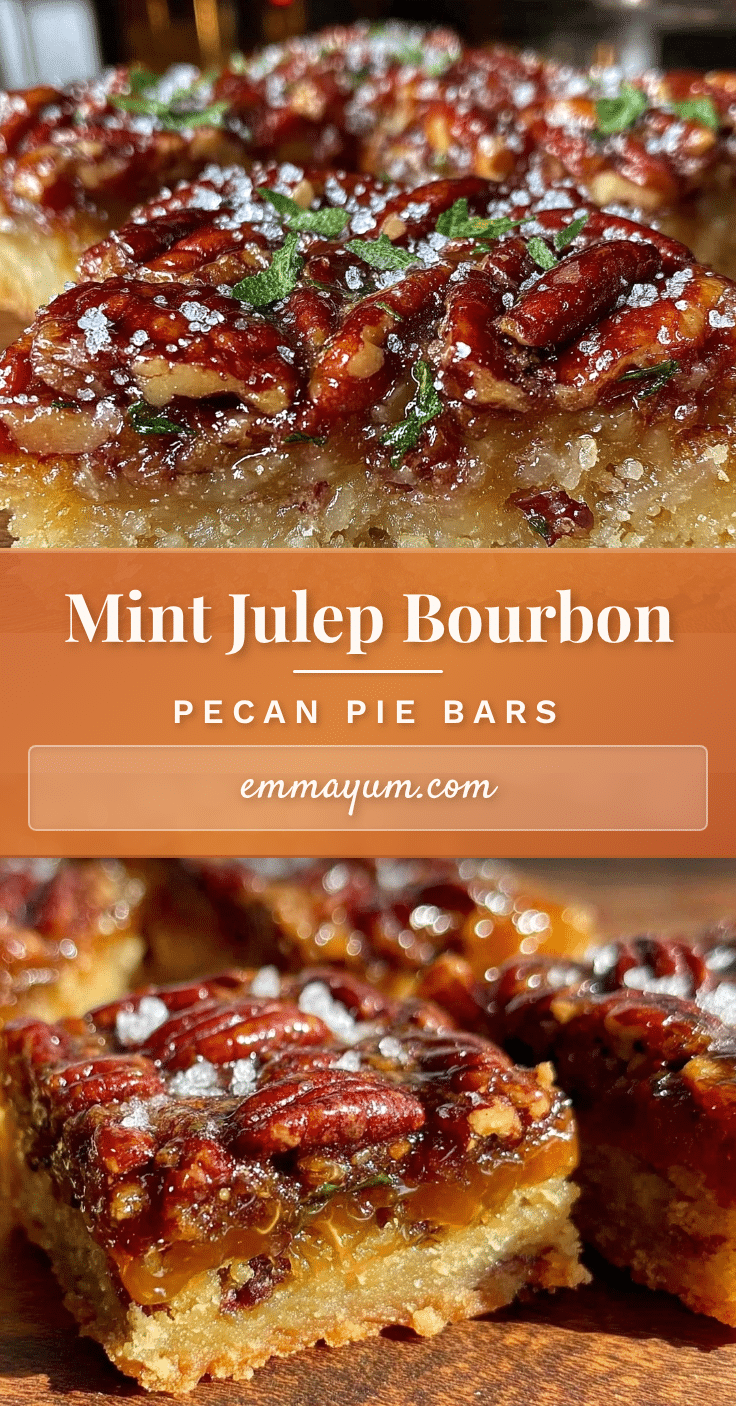 mint julep bourbon pecan pie bars recipe