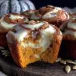 moist pumpkin cream cheese swirl muffins - featured image