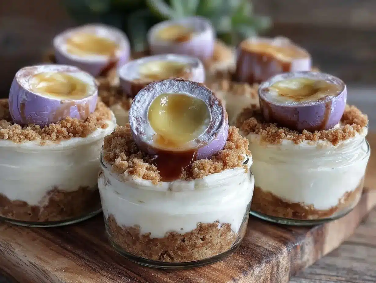 no bake cadbury egg cheesecake jars preparation steps