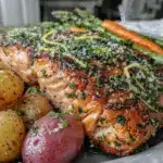 one-pan lemon herb salmon - featured image