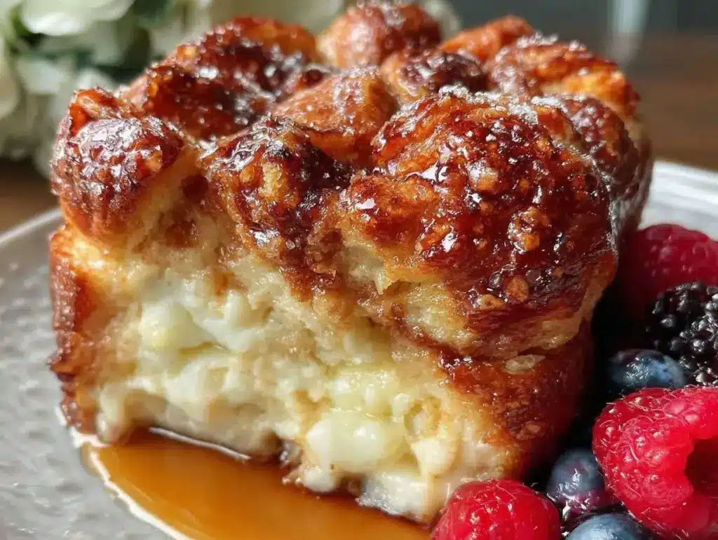 overnight croissant french toast casserole - featured image