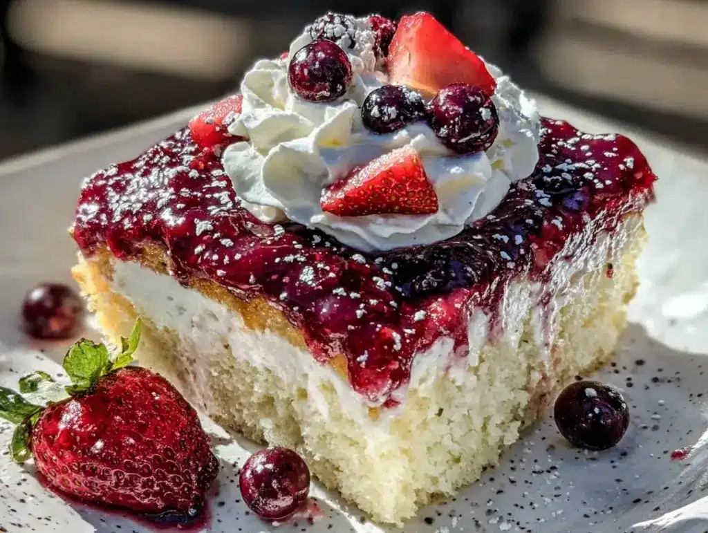 patriotic berry poke cake - featured image