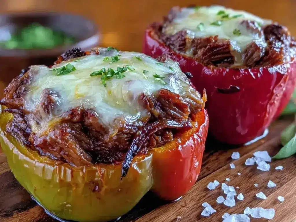 philly cheesesteak stuffed peppers - featured image