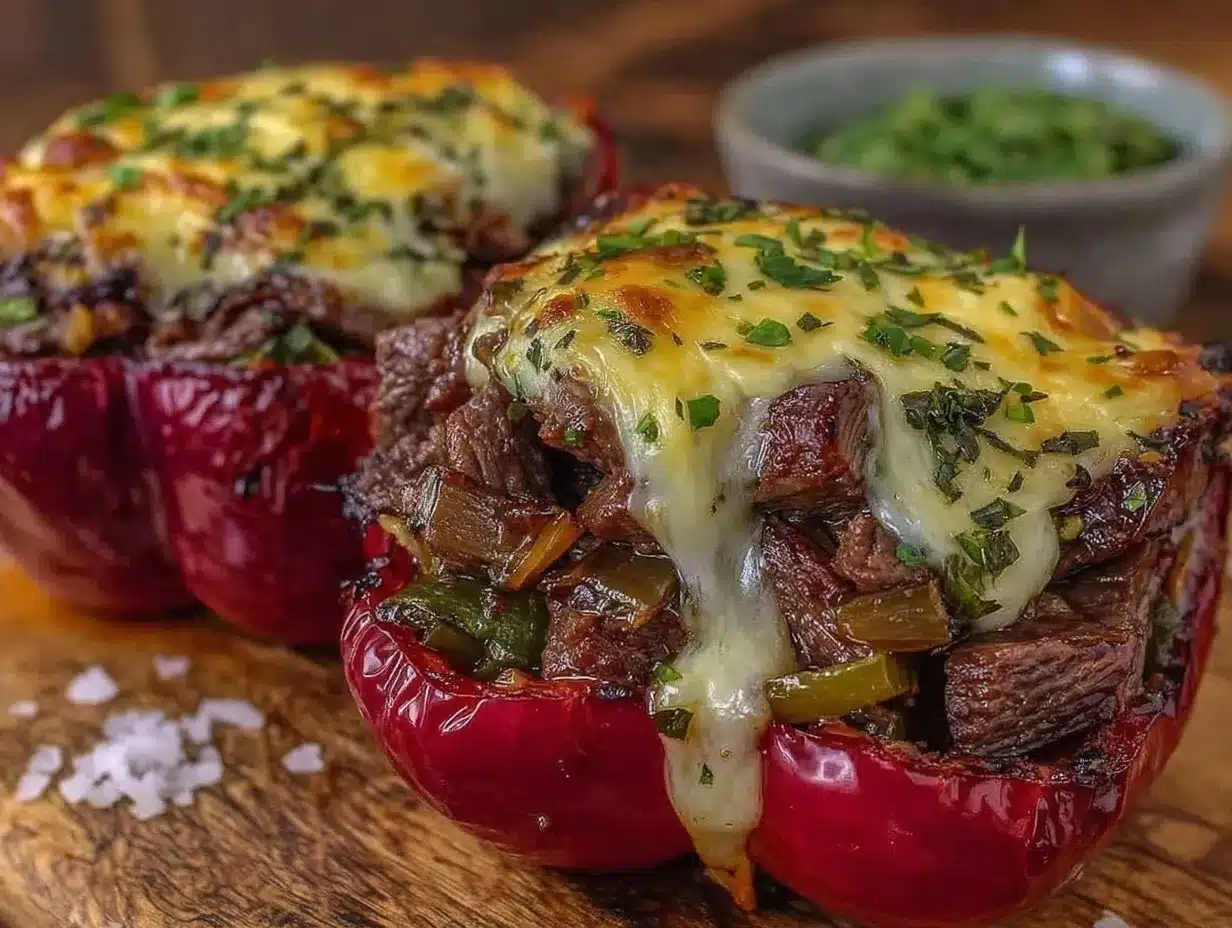 philly cheesesteak stuffed peppers preparation steps