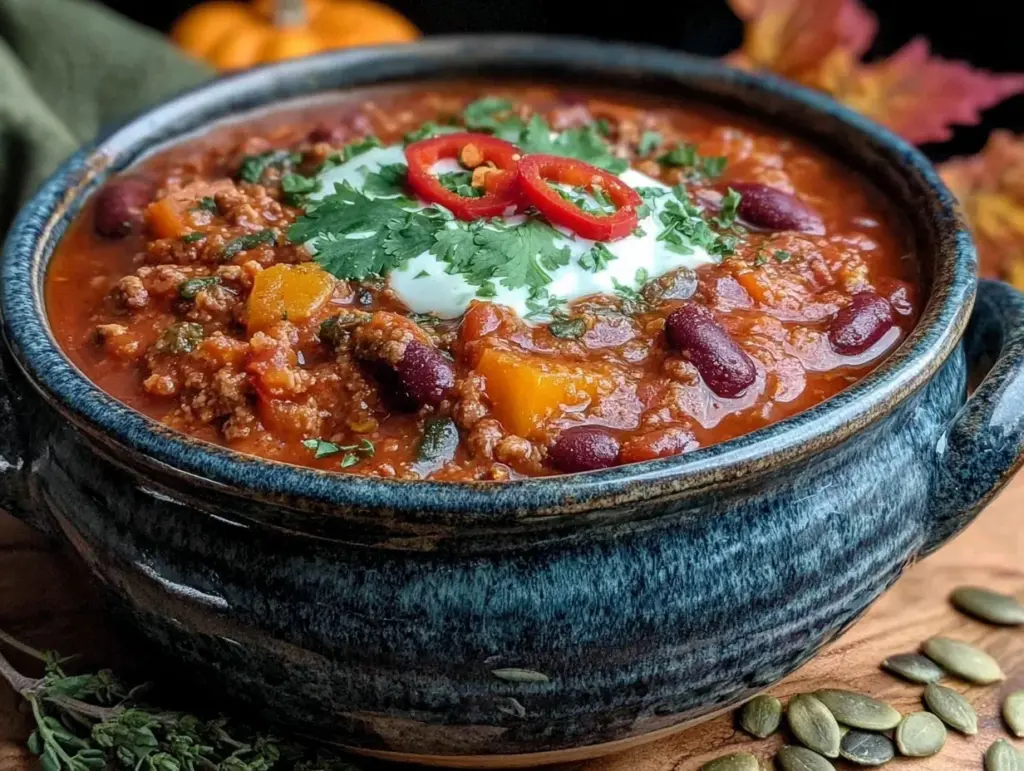 pumpkin turkey chili - featured image