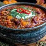 pumpkin turkey chili - featured image