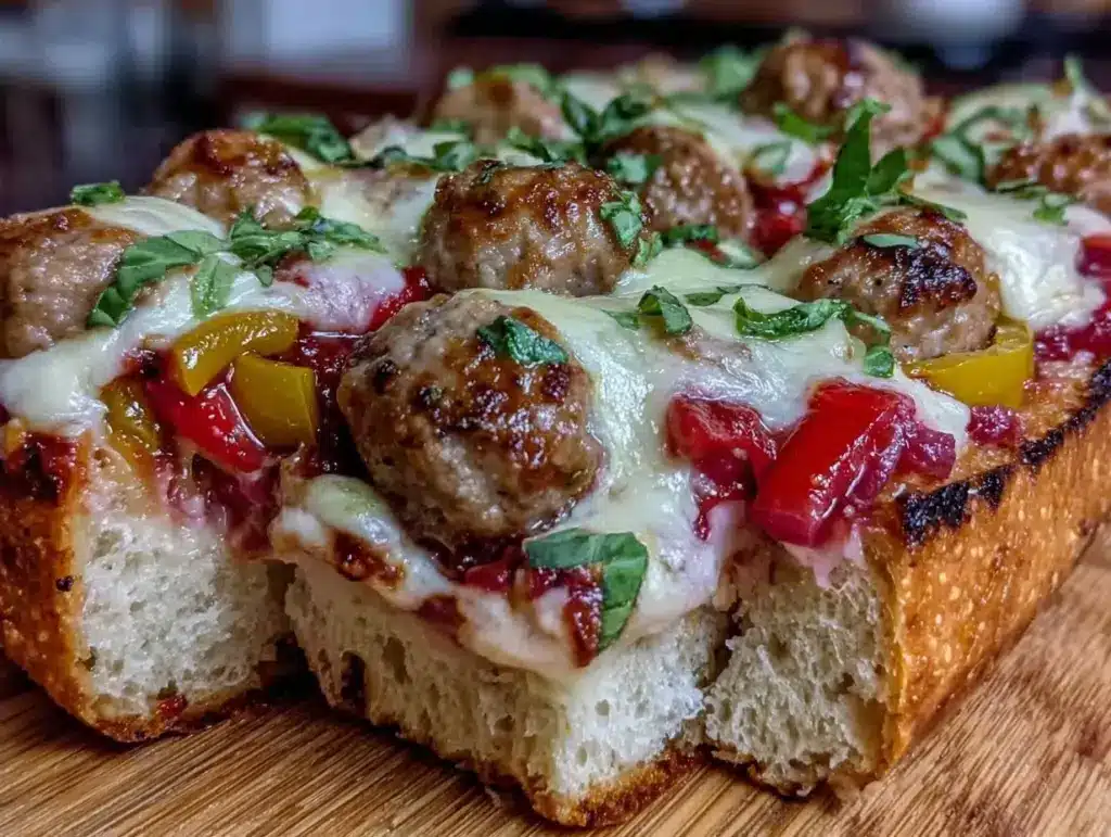 quick crispy French bread pizza with Italian sausage - featured image