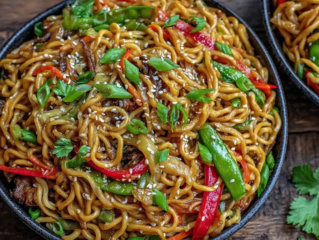 Quick Sesame Garlic Ramen Stir-Fry preparation steps