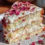 rose petal vanilla bean layer cake - featured image