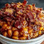 slow cooker bbq baked beans - featured image