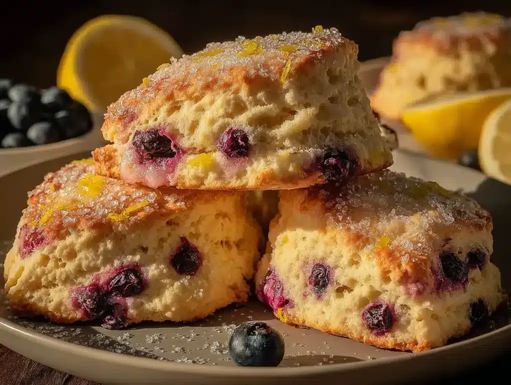 sourdough discard lemon blueberry scones - featured image