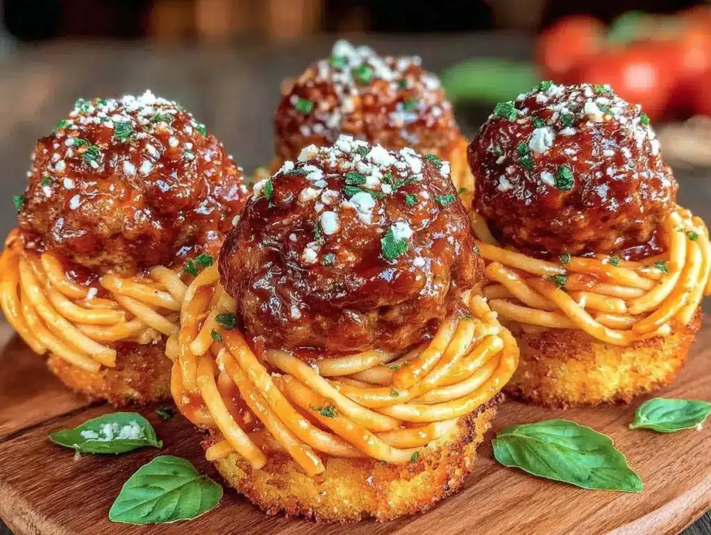 spaghetti and meatball cupcakes - featured image