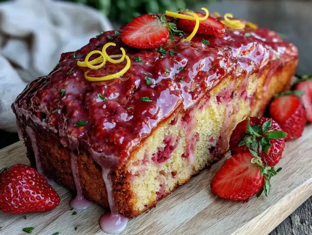 strawberry lemon loaf cake - featured image