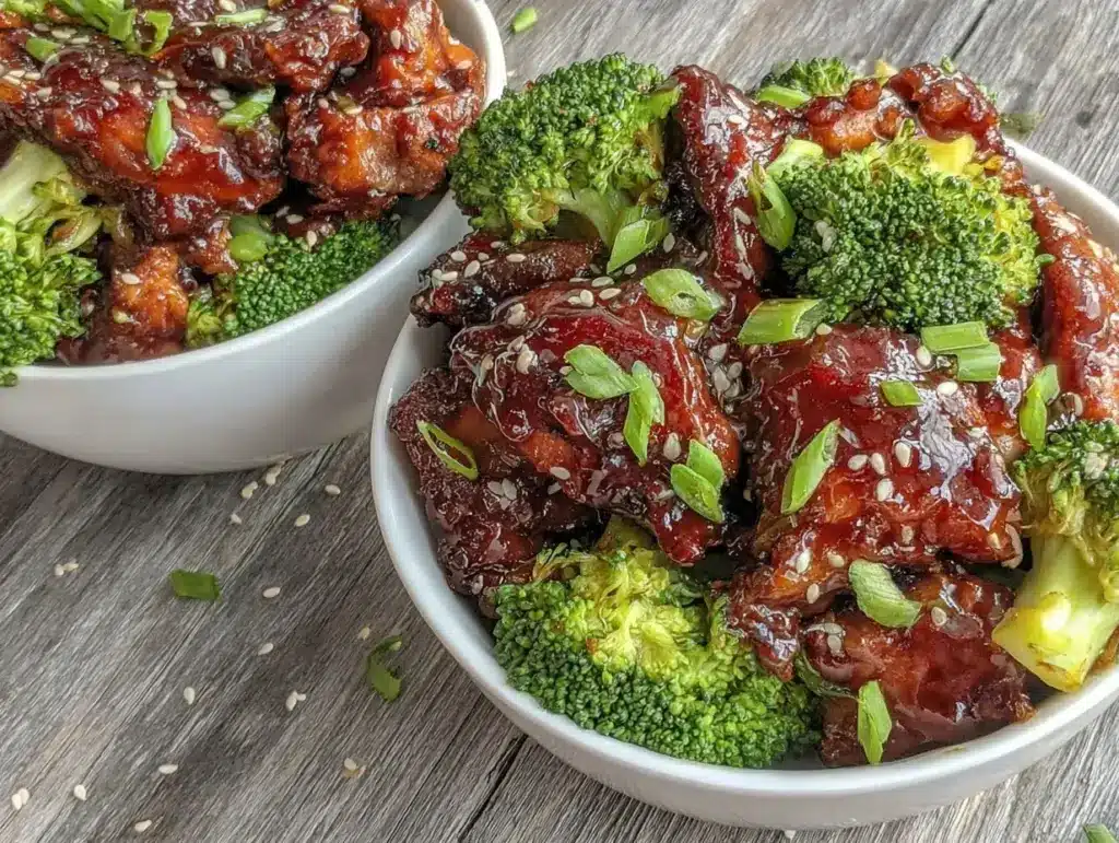 teriyaki chicken and broccoli bowls - featured image